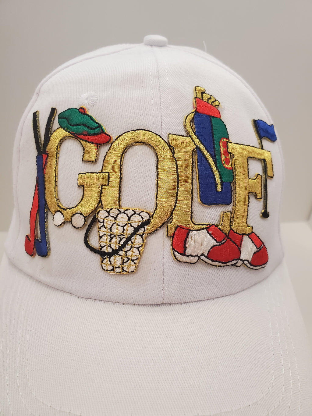 White “GOLF” Embroidered Cap