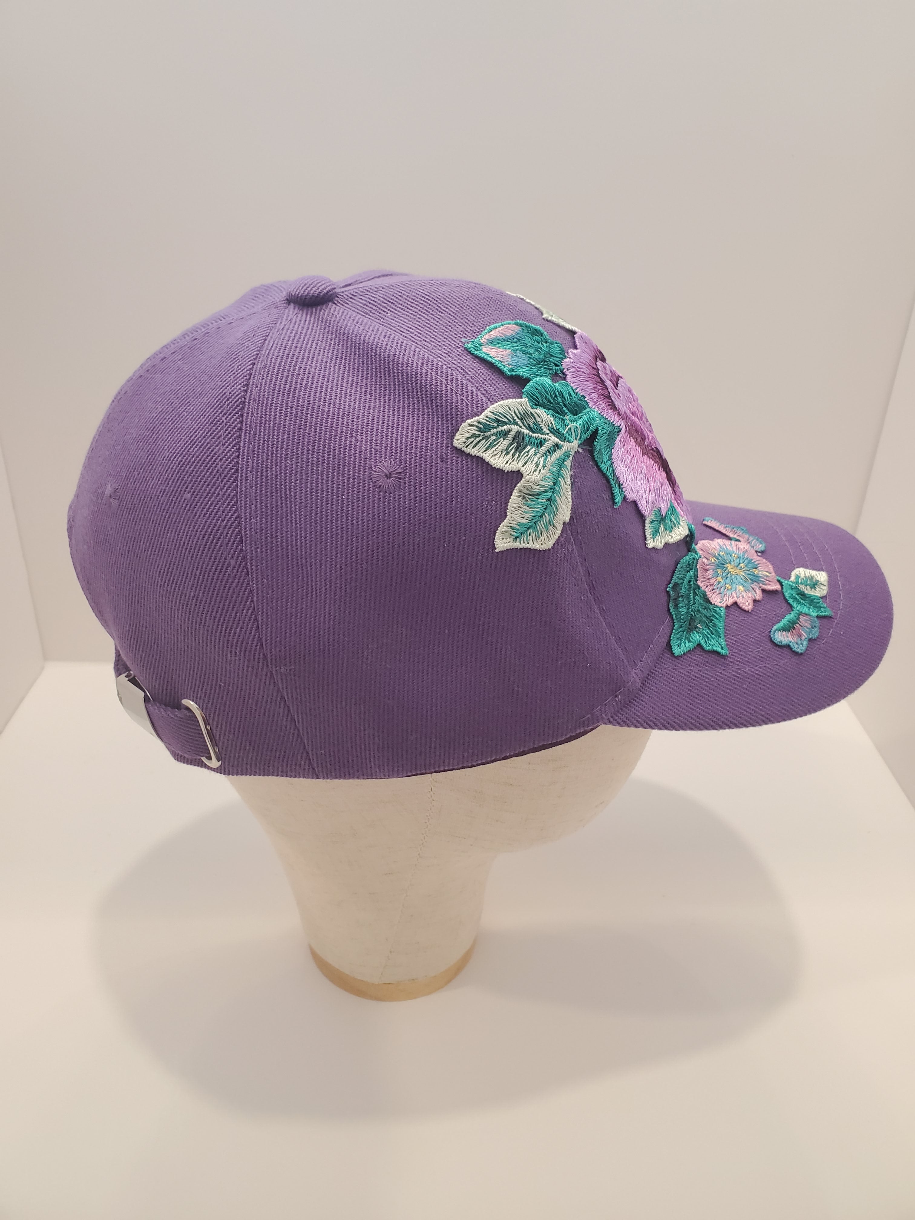 Lavender Floral Embroidered Baseball Cap