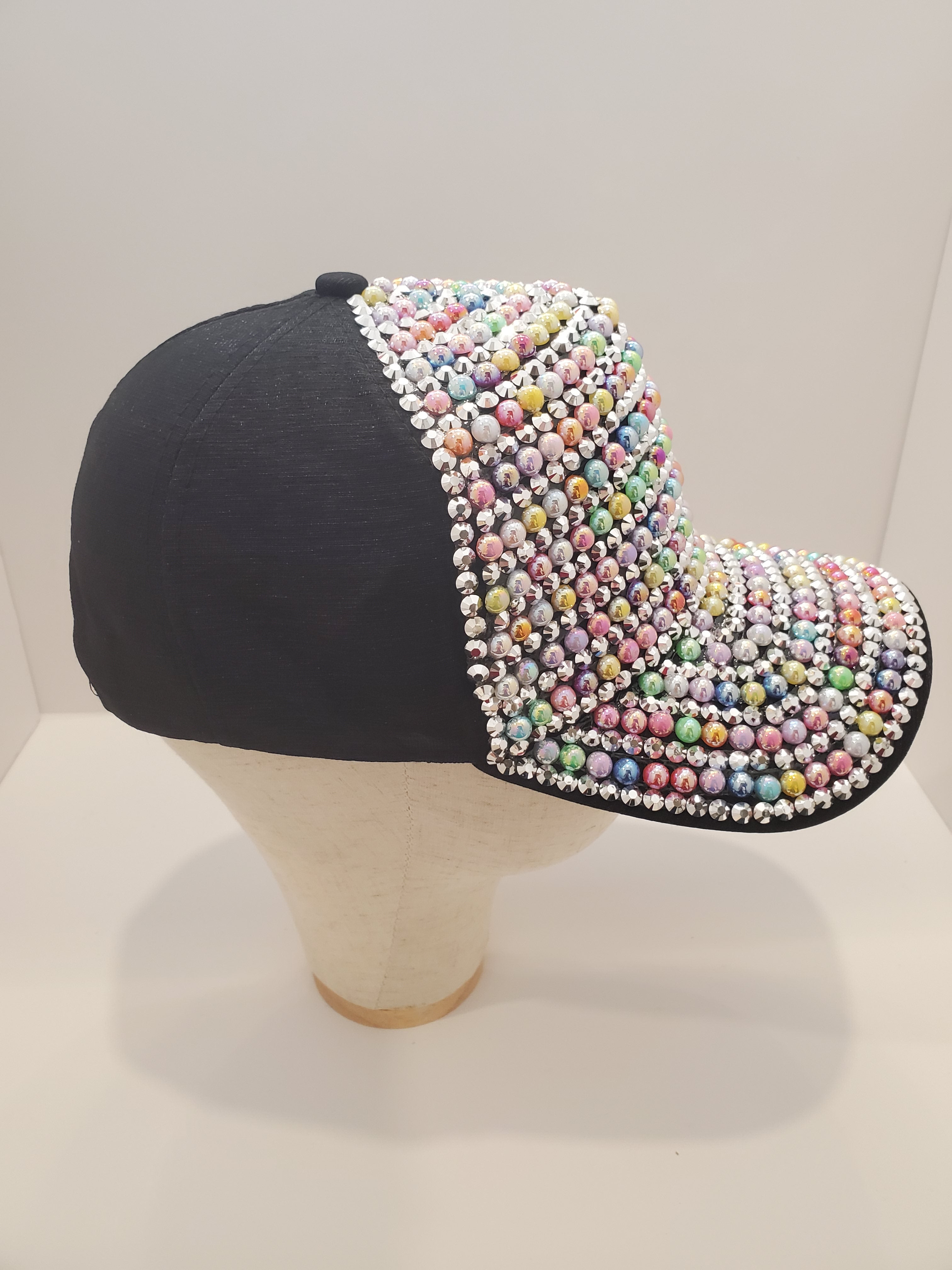 Iridescent Pearl & Crystal Statement Cap