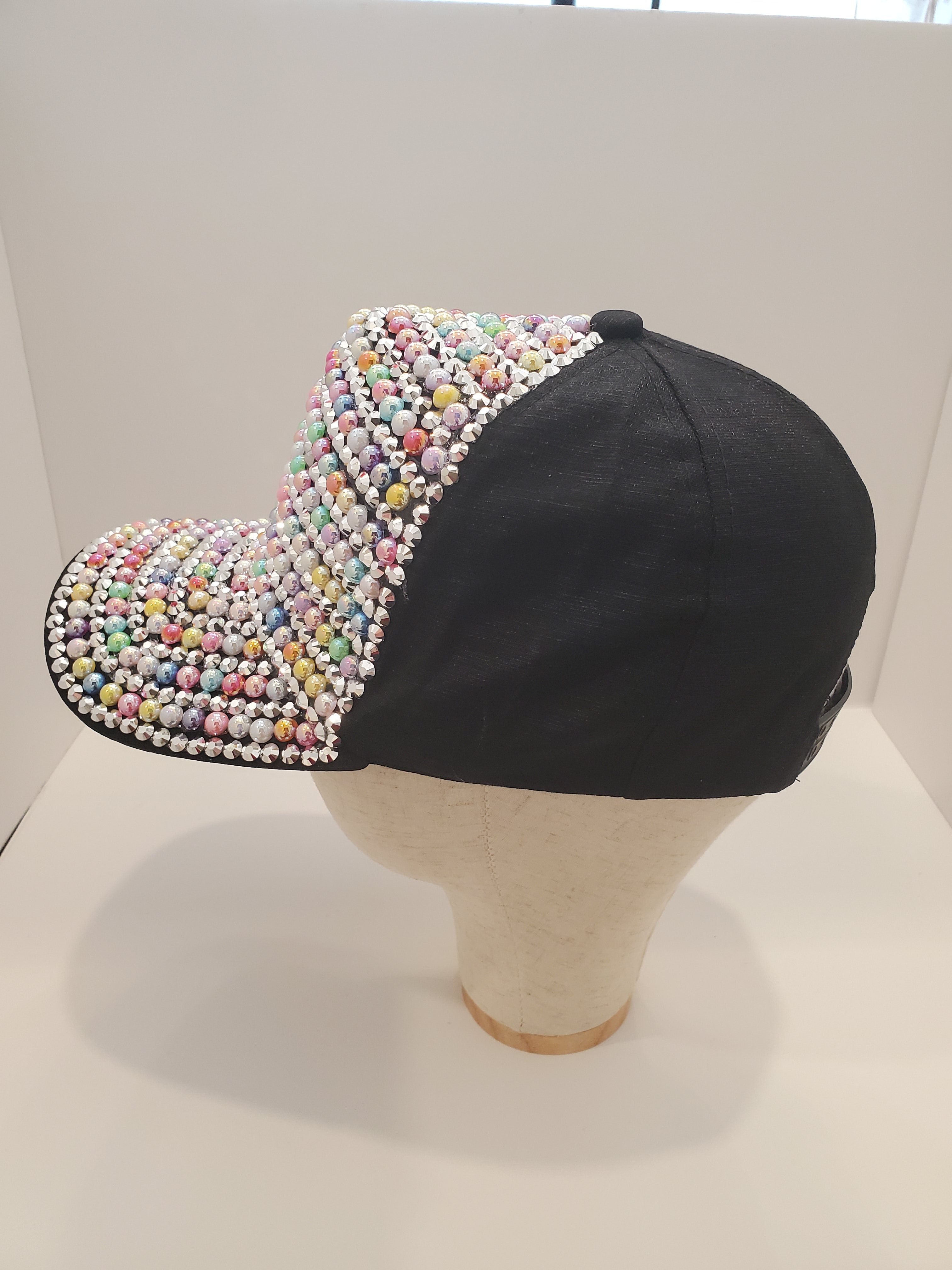 Iridescent Pearl & Crystal Statement Cap