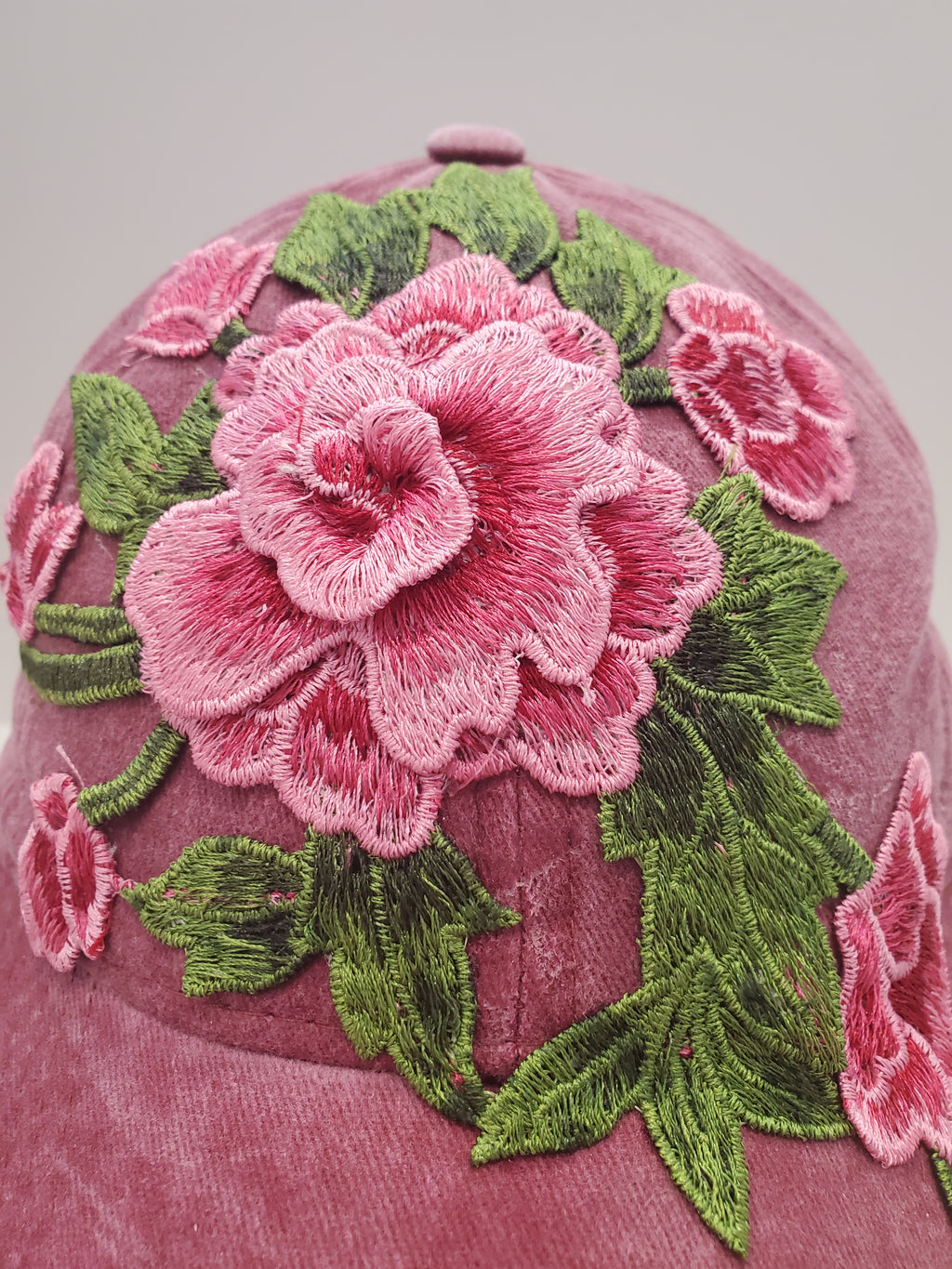 Velvet Rose Embroidered Baseball Cap