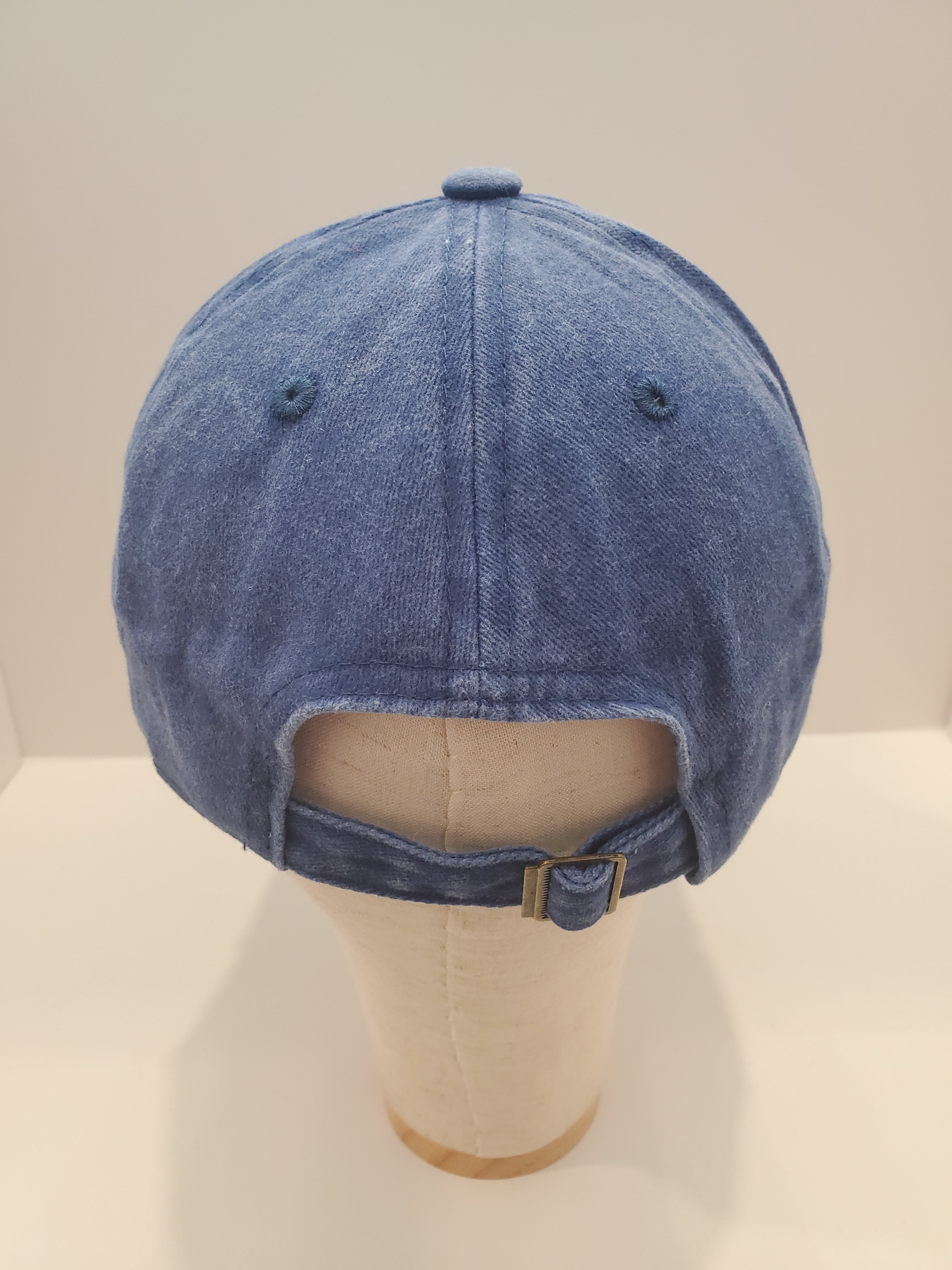 Blue Denim Cap with Rainbow Crystal Chain