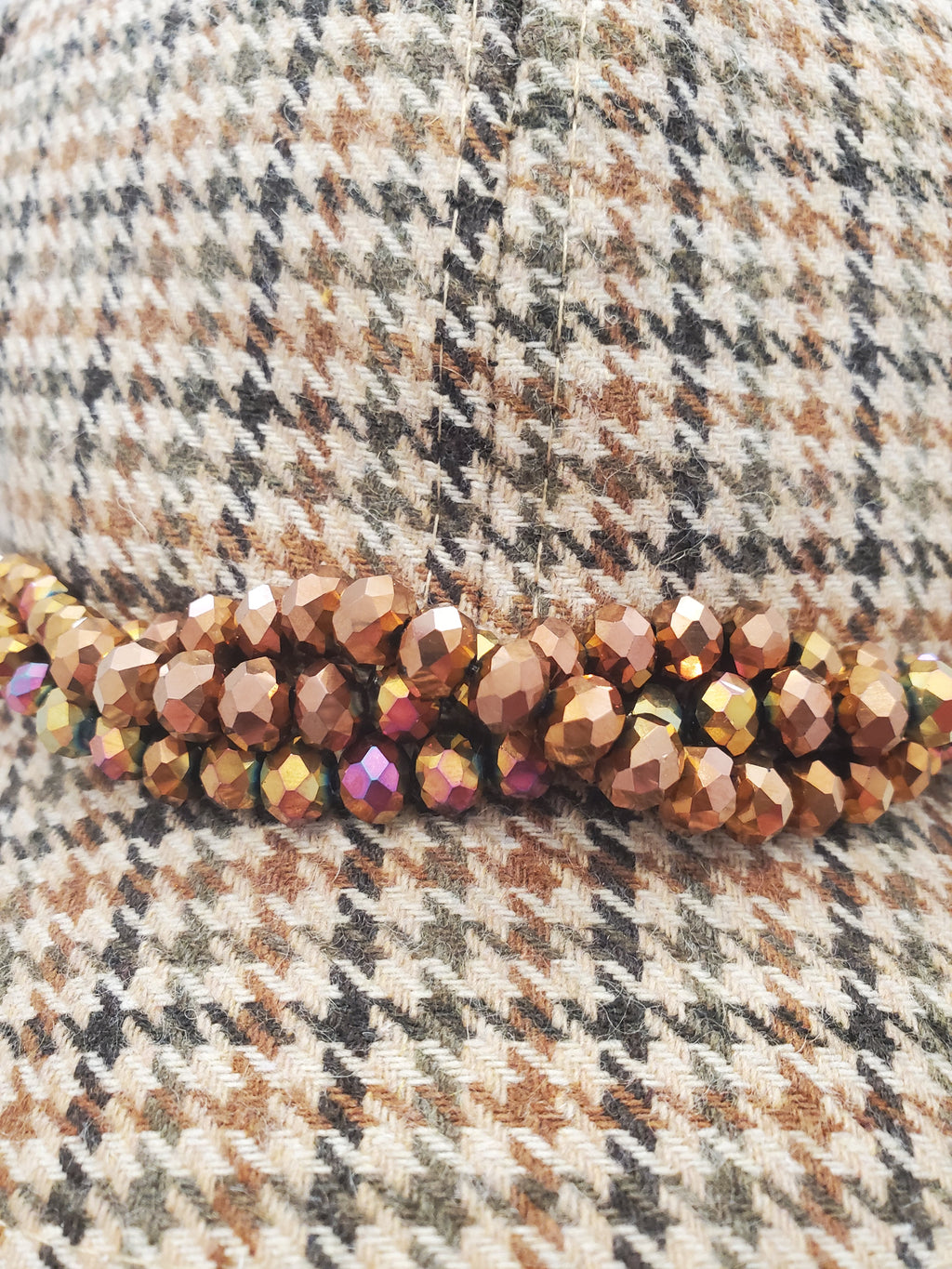 Houndstooth Beaded Accent Cap – Autumn Bronze Edition