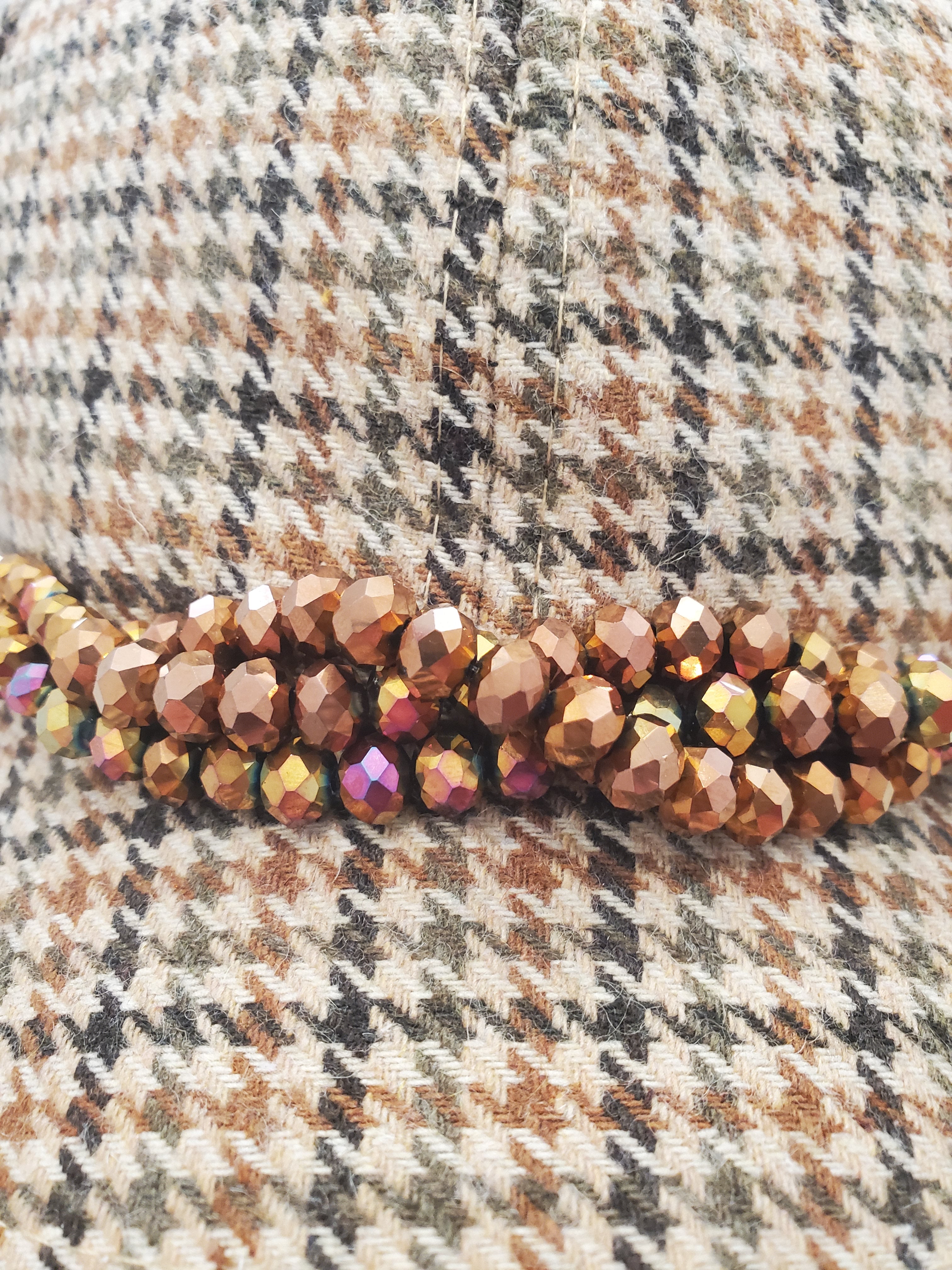 Houndstooth Beaded Accent Cap – Autumn Bronze Edition