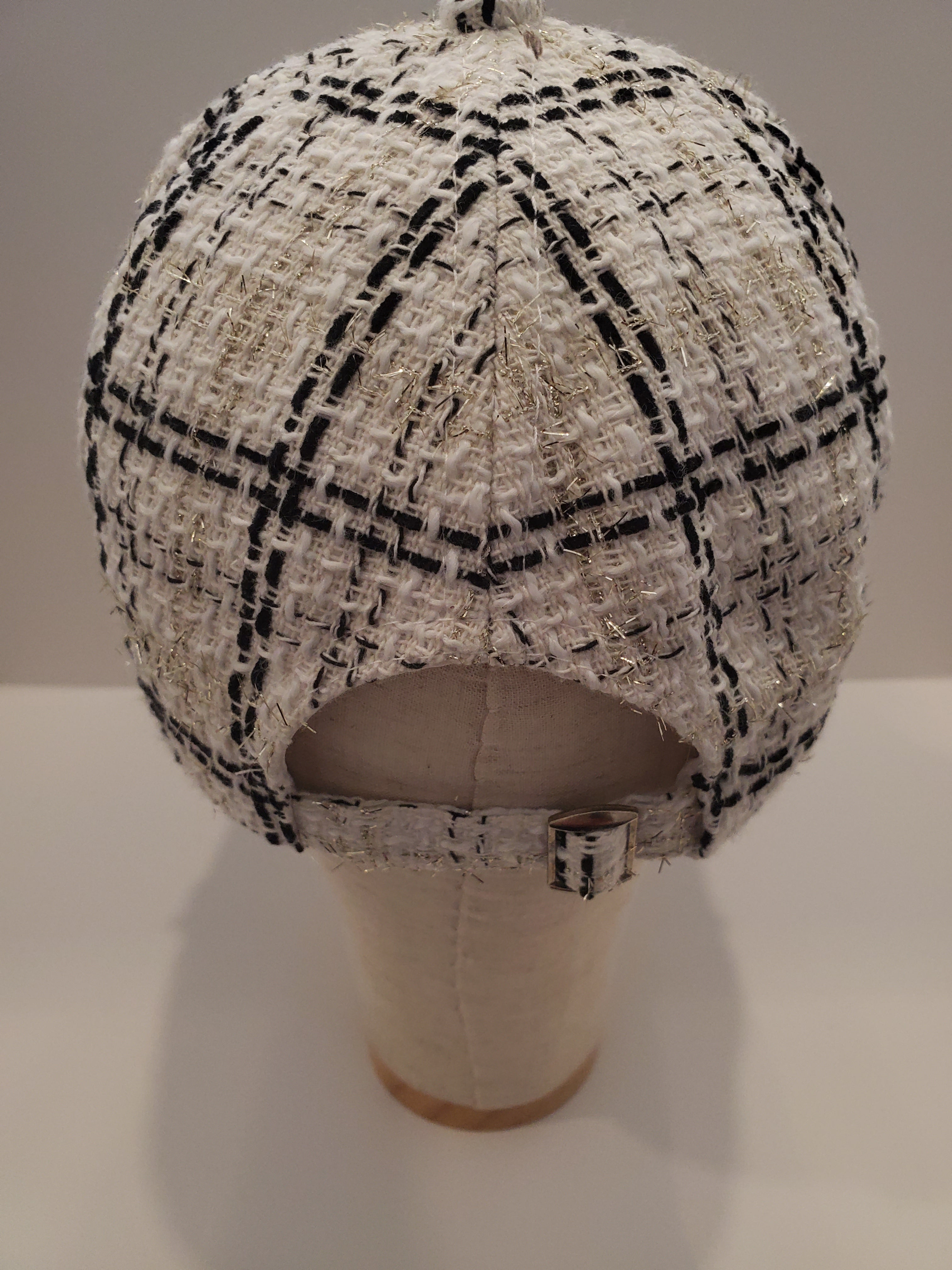 Black & Gold Tweed Crystal Cap – Luxe Handcrafted Baseball Hat