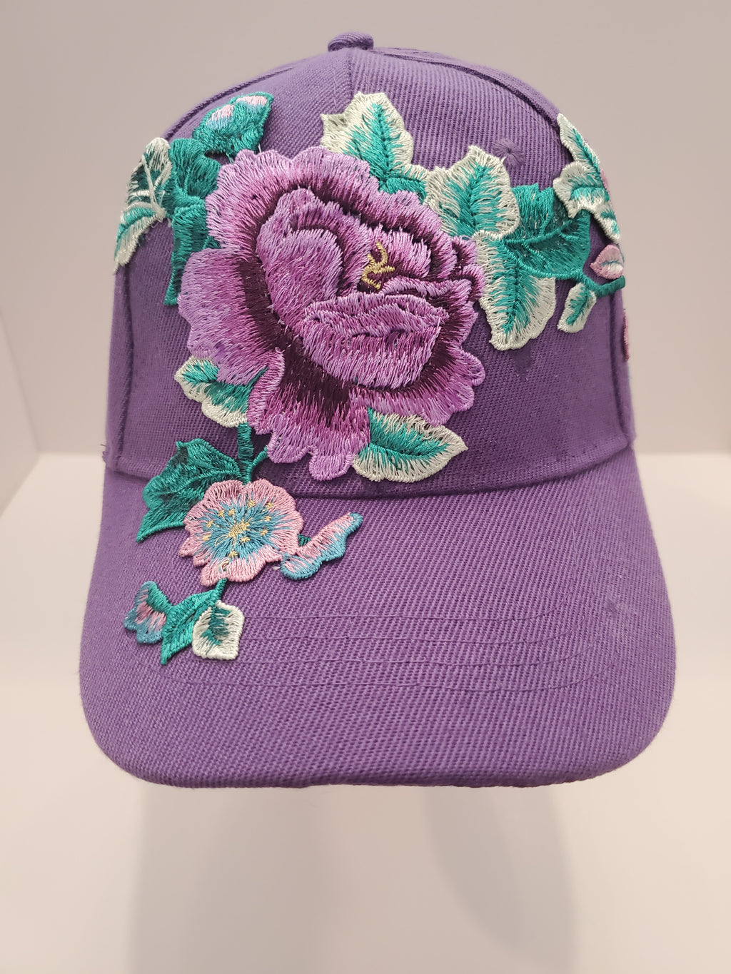 Lavender Floral Embroidered Baseball Cap
