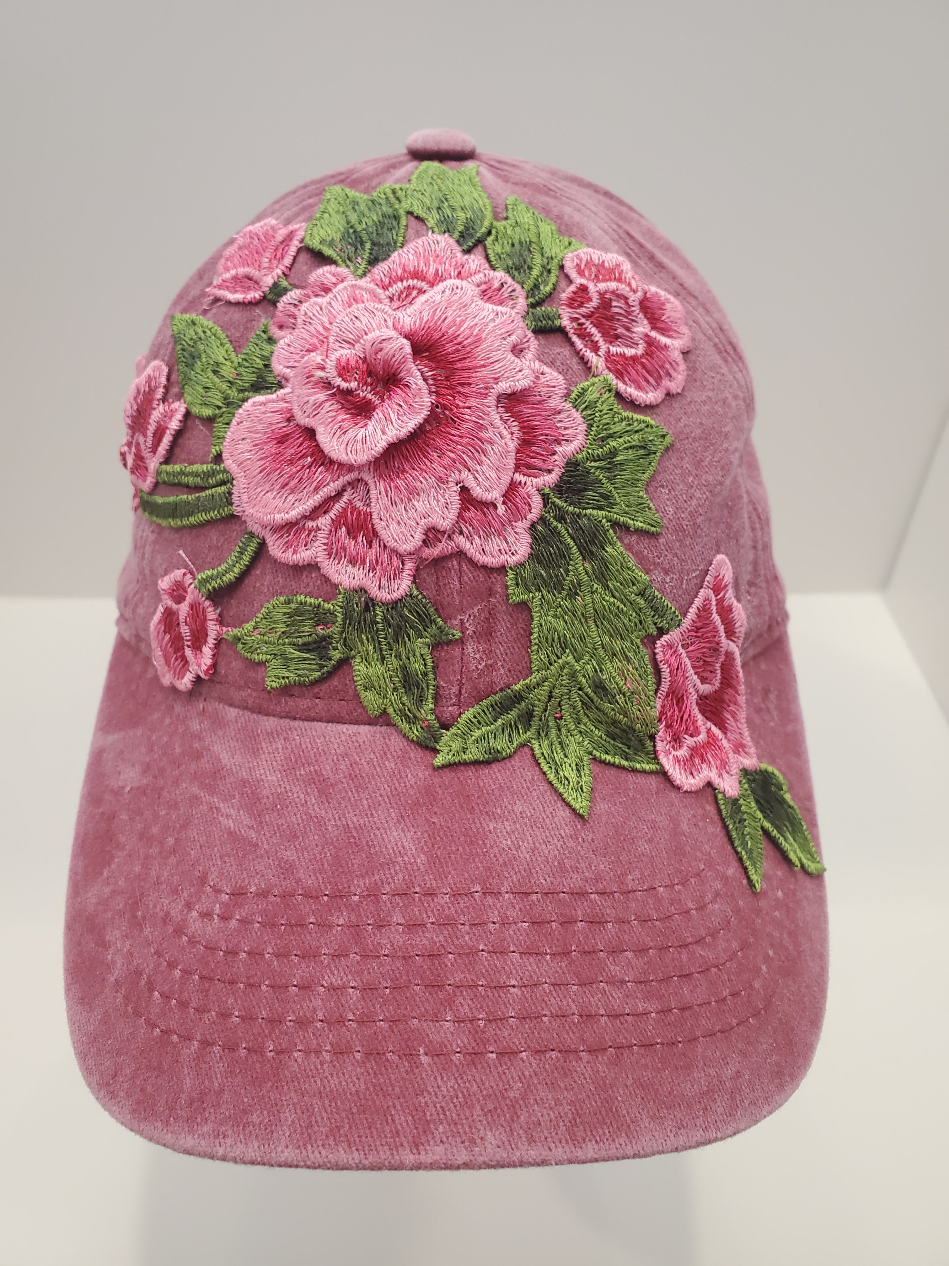 Velvet Rose Embroidered Baseball Cap