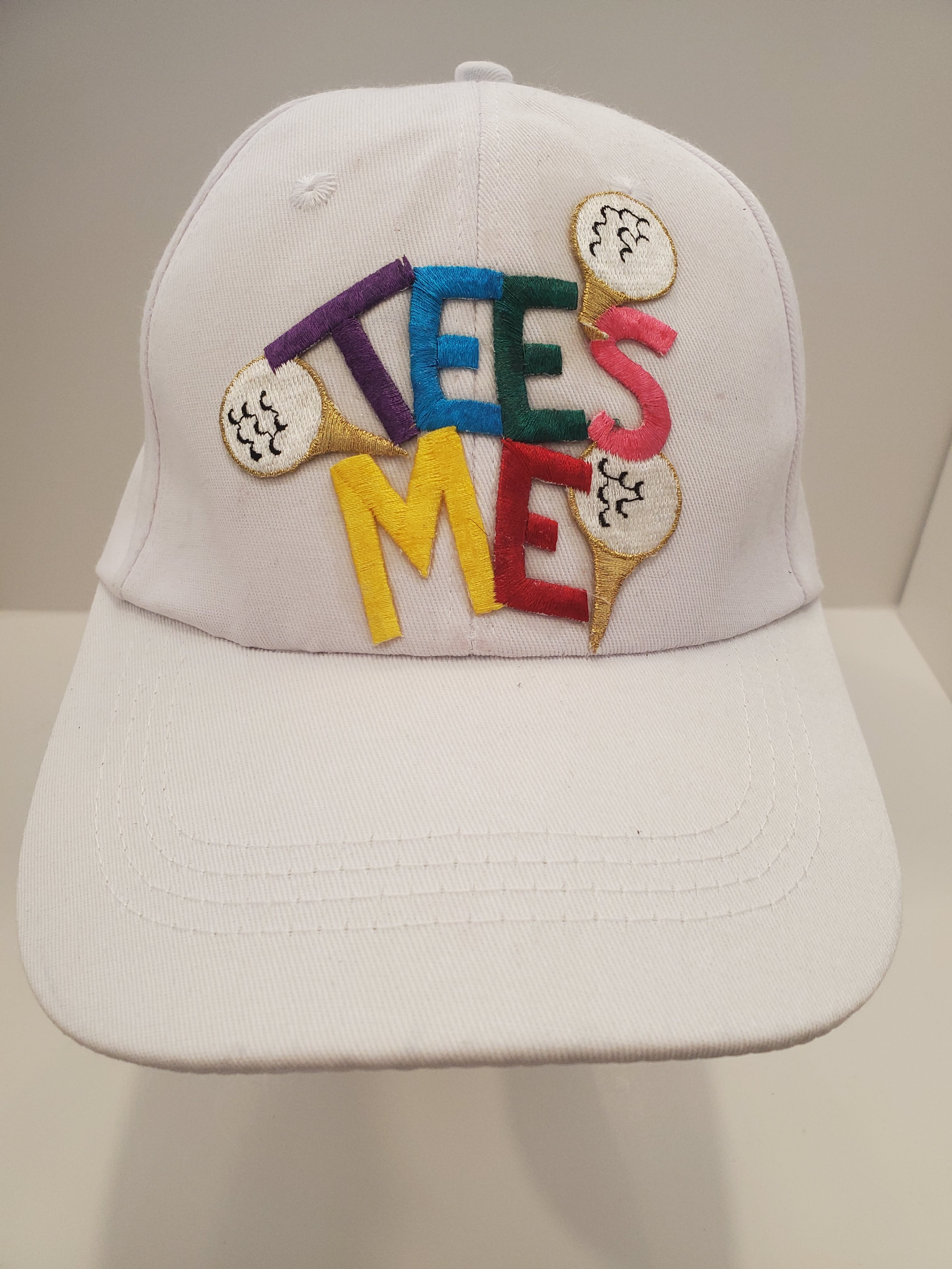 White “Tees Me” Embroidered Golf Cap