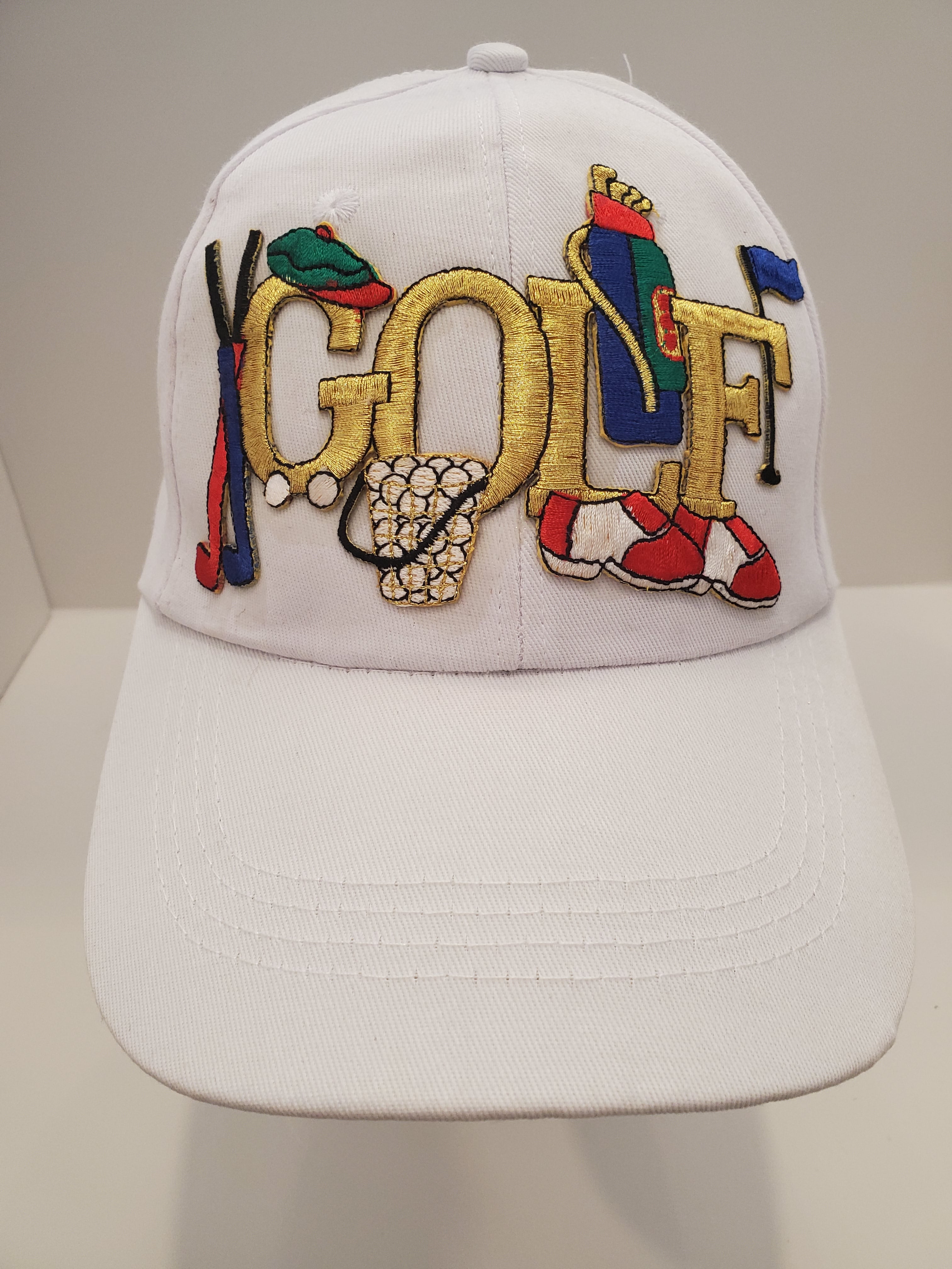 White “GOLF” Embroidered Cap