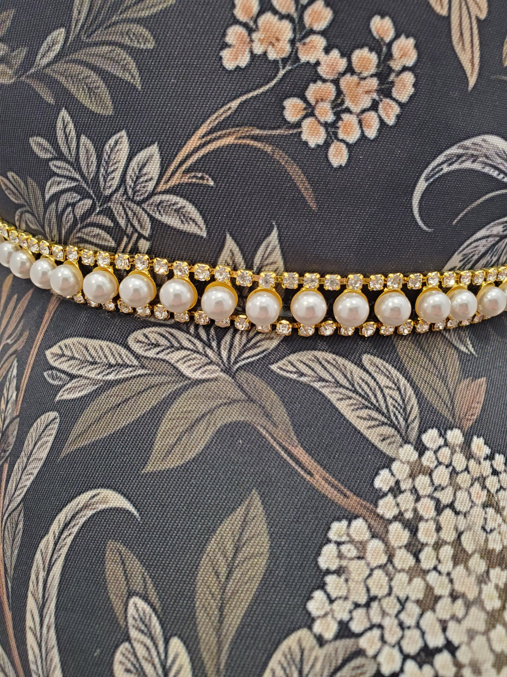 Floral Satin Pearl Accent Baseball Cap