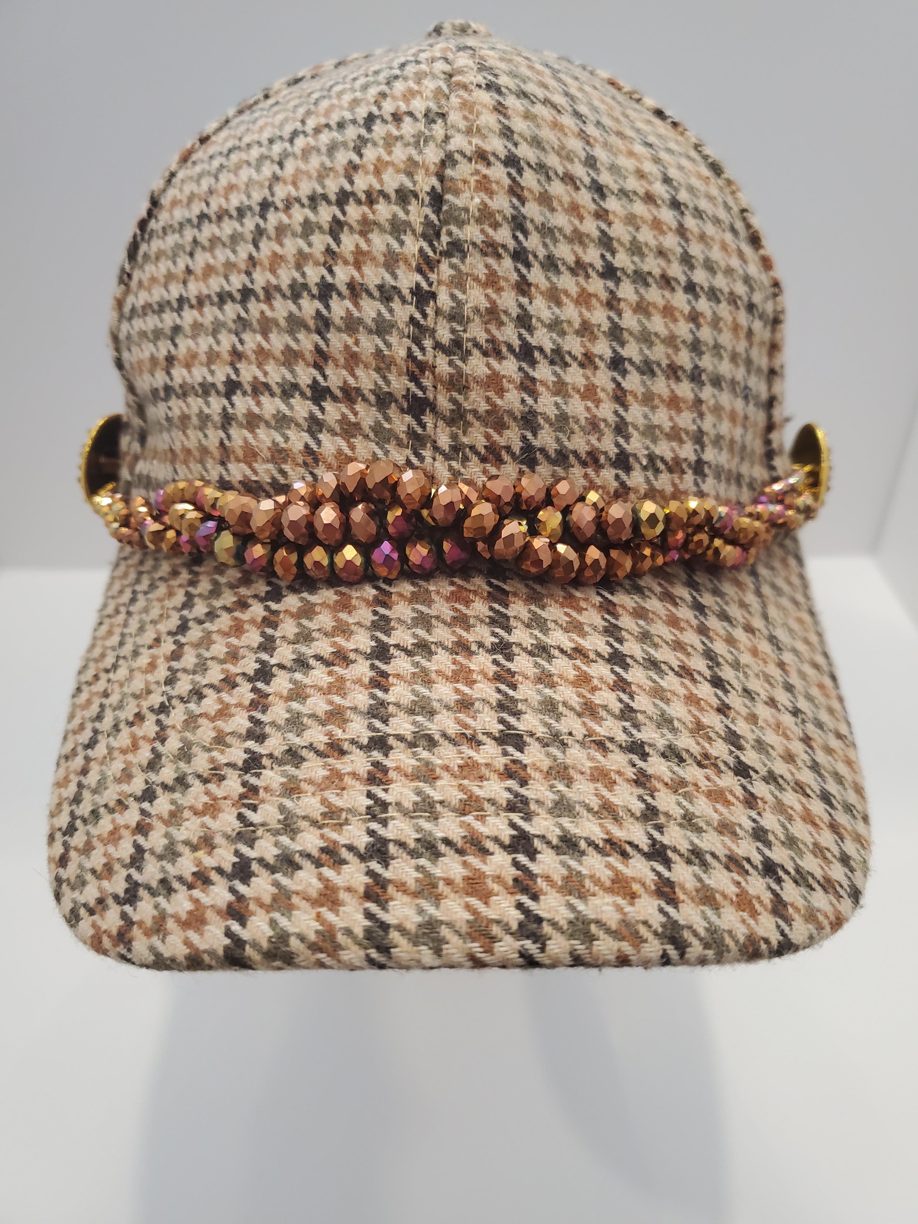 Houndstooth Beaded Accent Cap – Autumn Bronze Edition